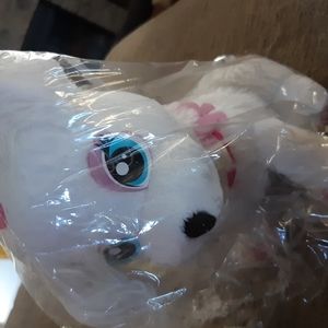 White fluffy dog puppy pup Stuffed Plush Animal kids toy